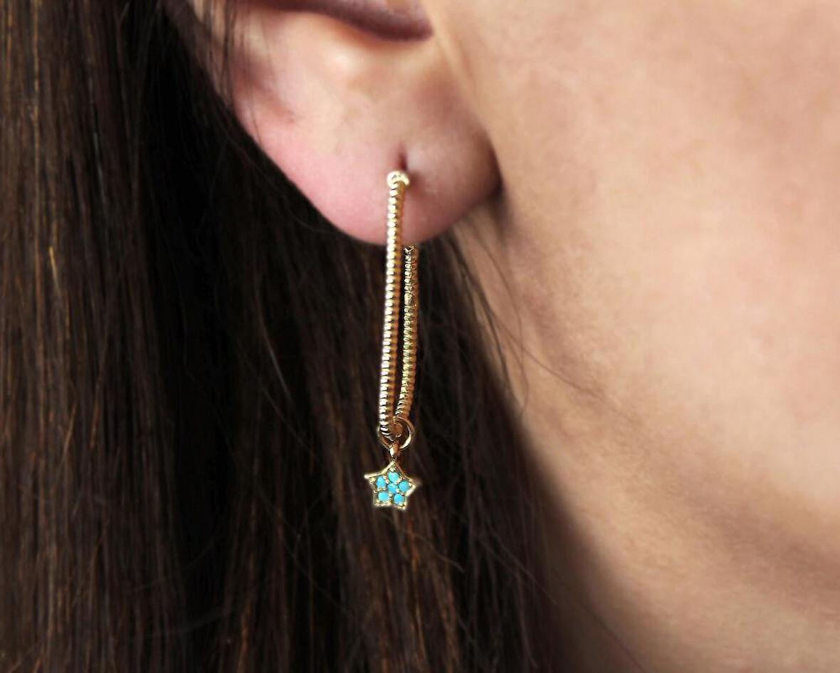 Mavi Yıldız Ataç Küpe