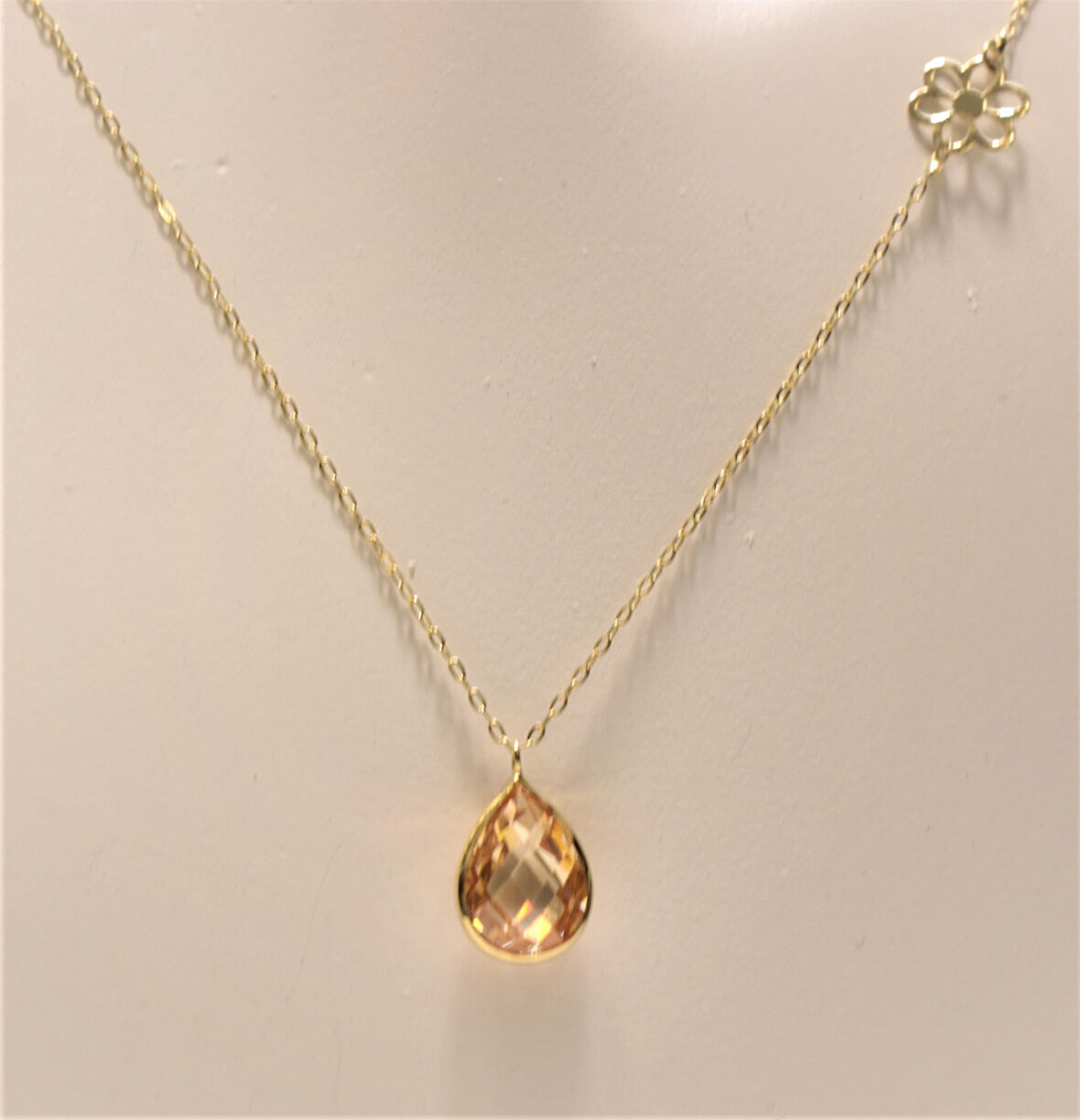 Sarı Doğal Taşlı Kolye Ucu ve Zinciri