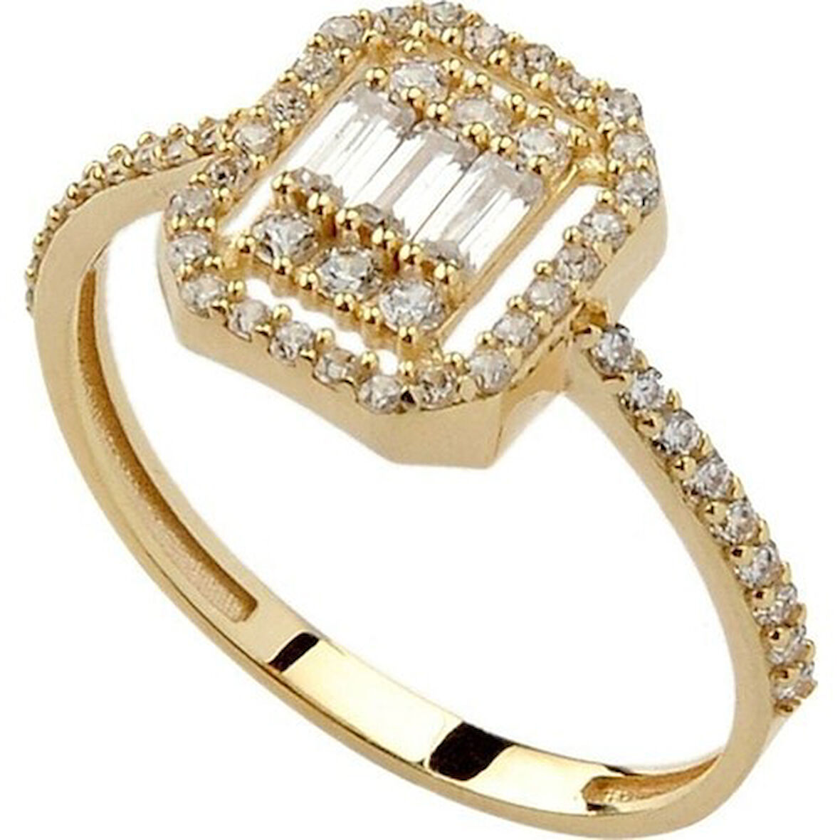 Altın Baget Taşlı Yüzük