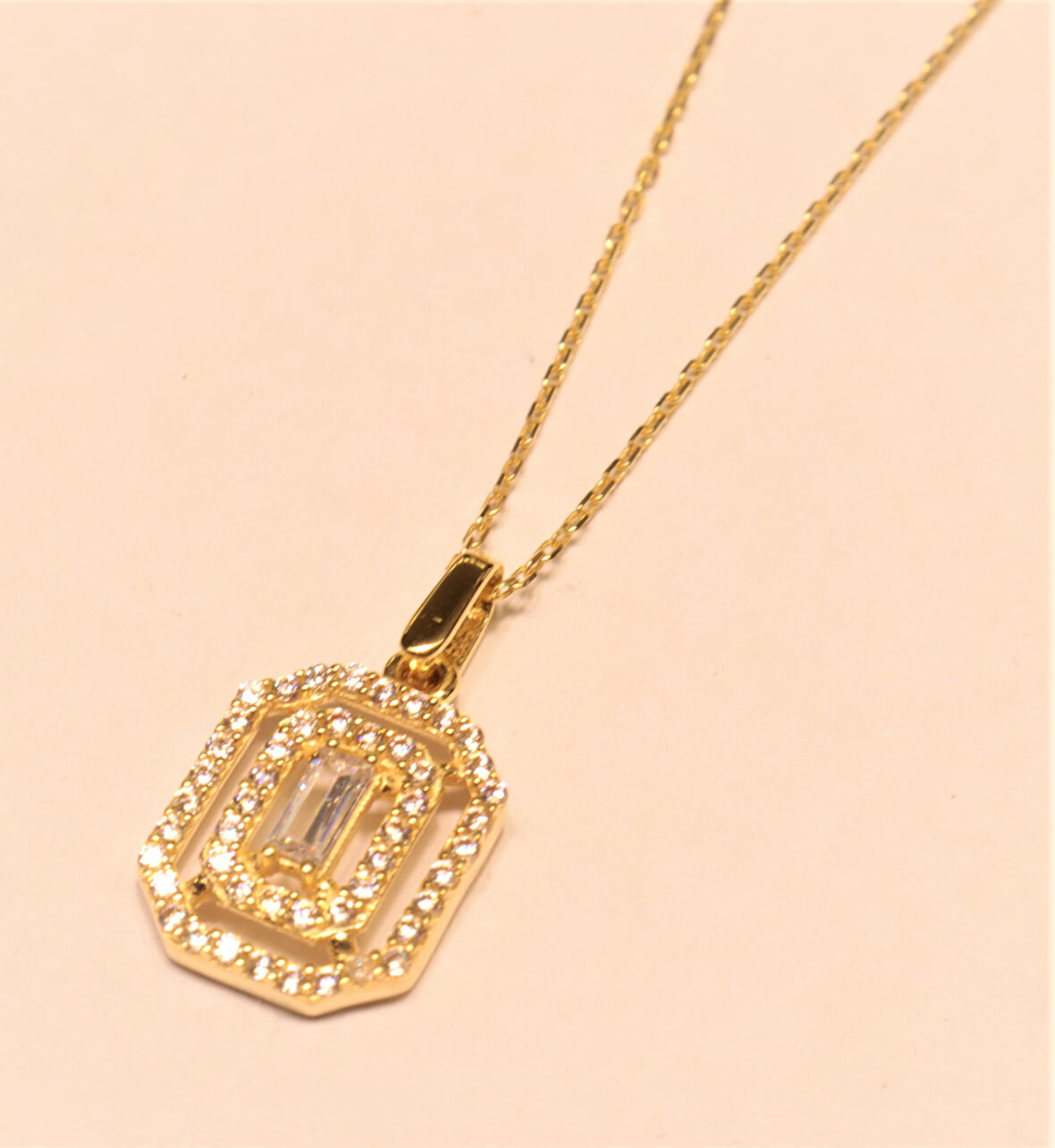 Altın Baget Taşlı Hayalet Kolye