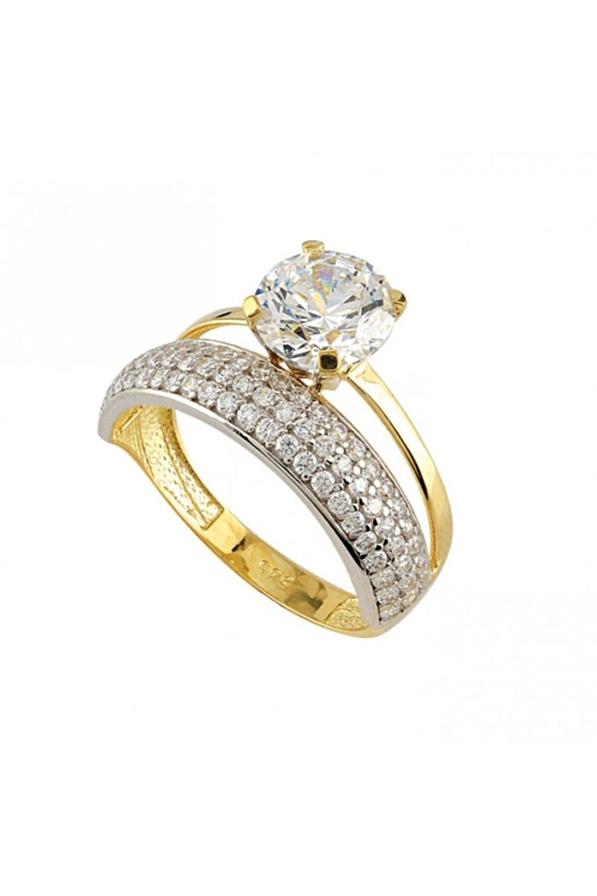 Altın Alyanslı Tek Taş Yüzük 24139