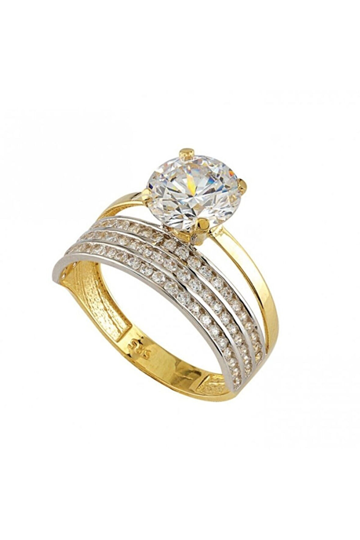 Altın Alyanslı Tek Taş Yüzük 24137