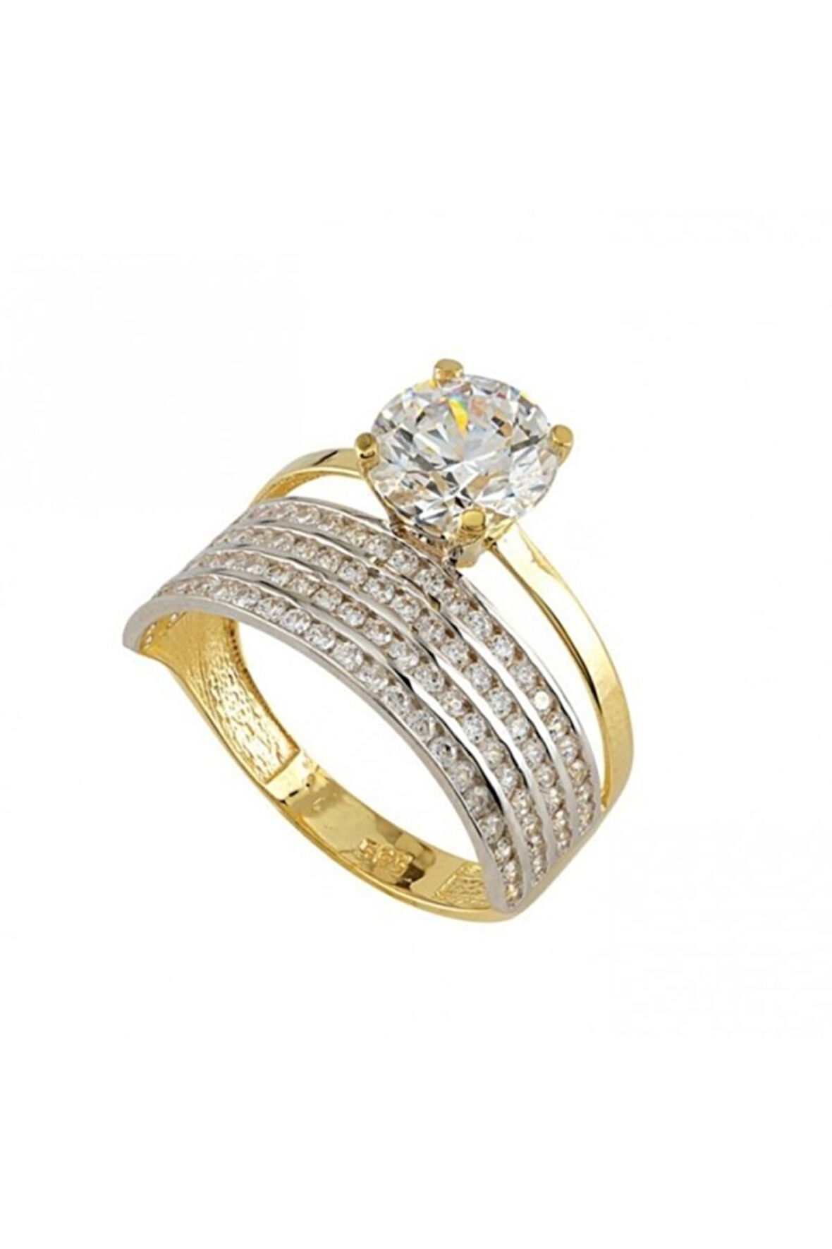 Altın Alyanslı Tek Taş Yüzük 24138