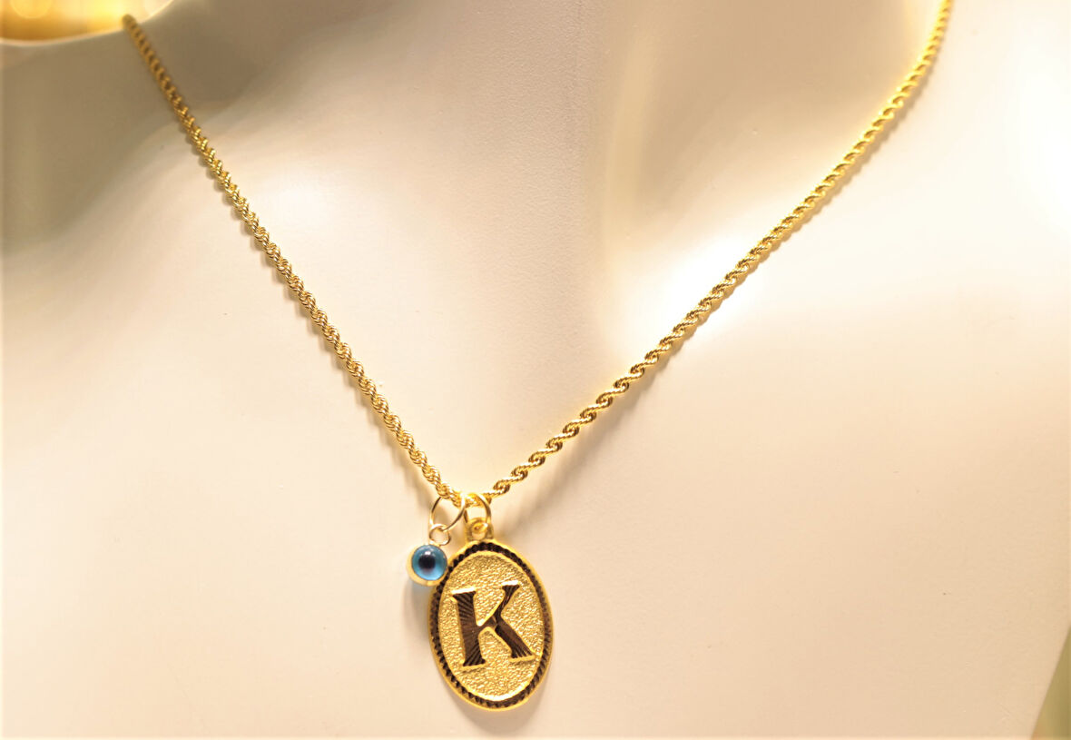 Altın Nostaljik K Harfli Halat Zincir