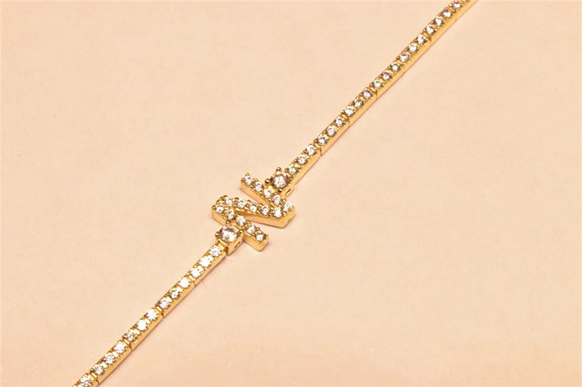  Altın Suyolu N Harfli Bileklik