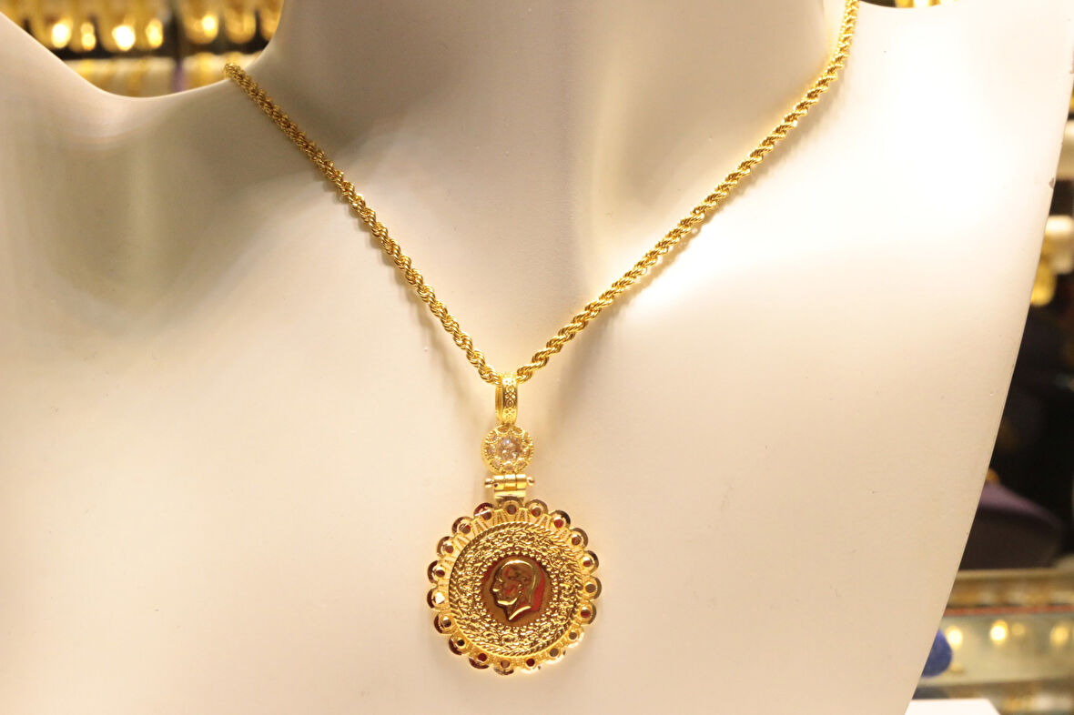  Altın Baskı Çeyrek Altınlı Halat Zincir