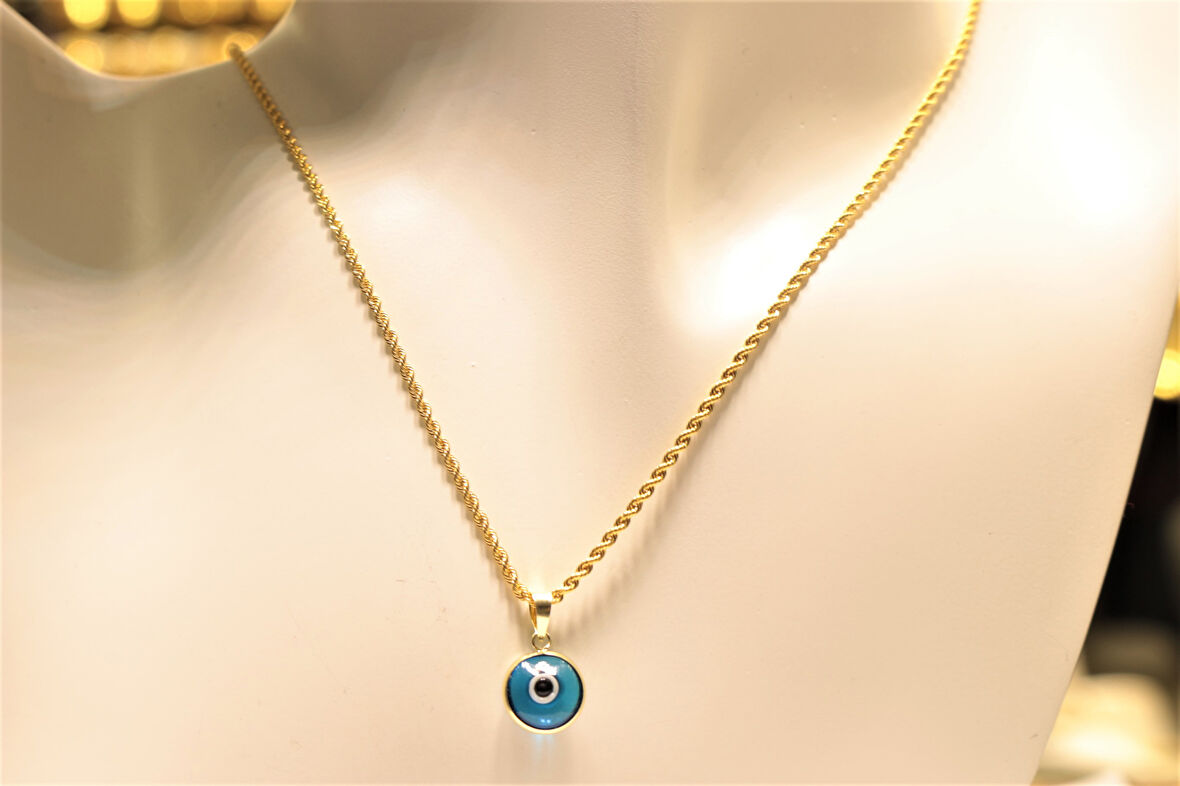 Altın Nazar Göz Boncuklu Halat Zincir