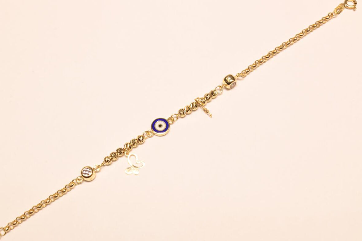 Altın Dorika Toplu Nazar Göz Bileklik