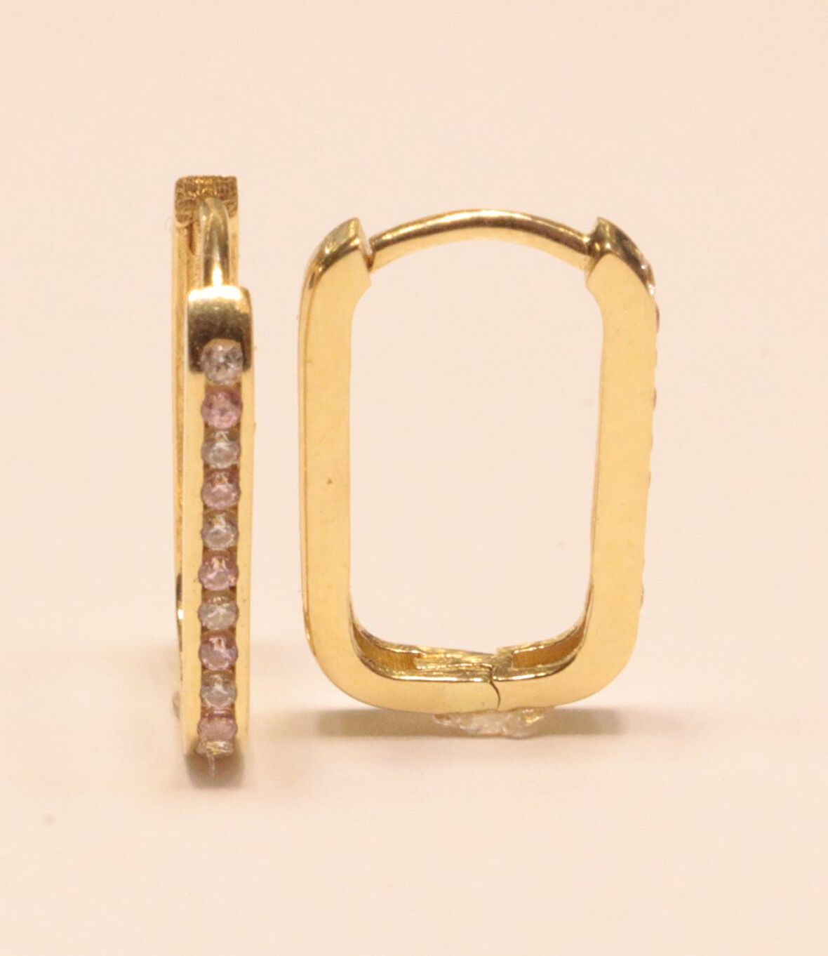 14 Ayar Altın Dikdörtgen Küpe