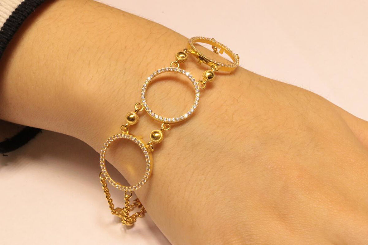 14 Ayar Altın 3 Çeyrek Çerçeve Bileklik