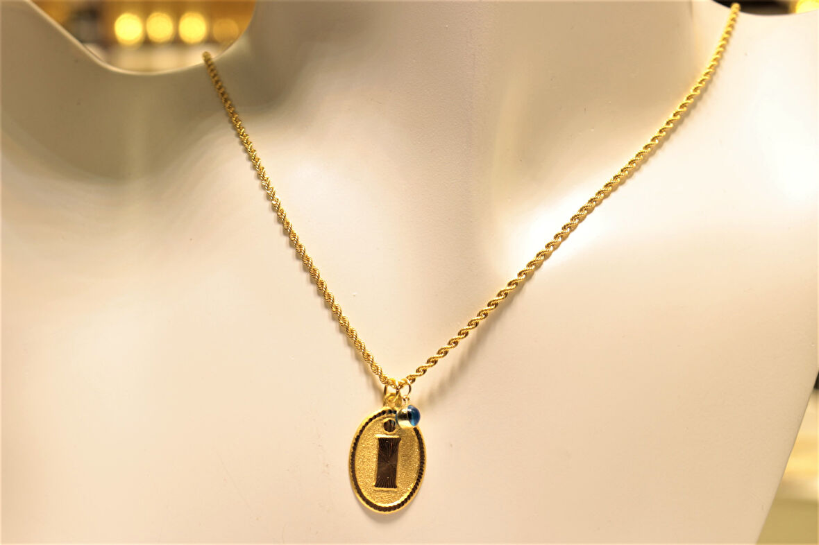 Altın Nostaljik İ Harfli Halat Zincir