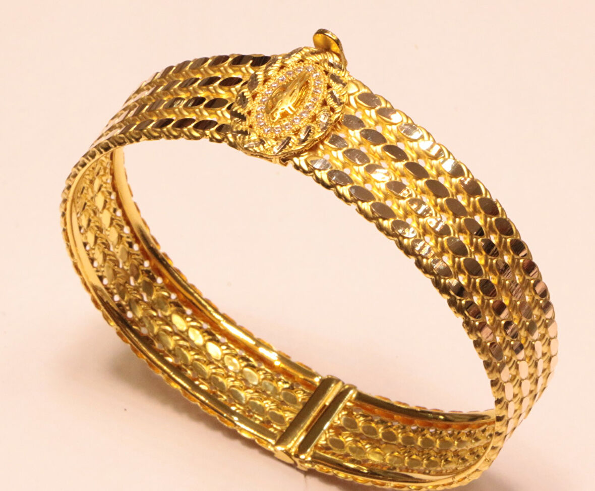 Altın Üçlü Burma Tuğralı Kelepçe Bilezik 32076