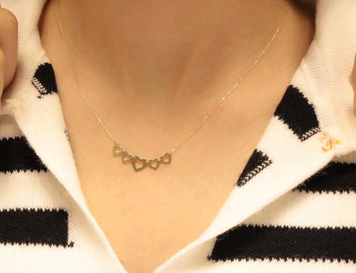 14 Ayar Altın Kalp Figürlü Hayalet Kolye