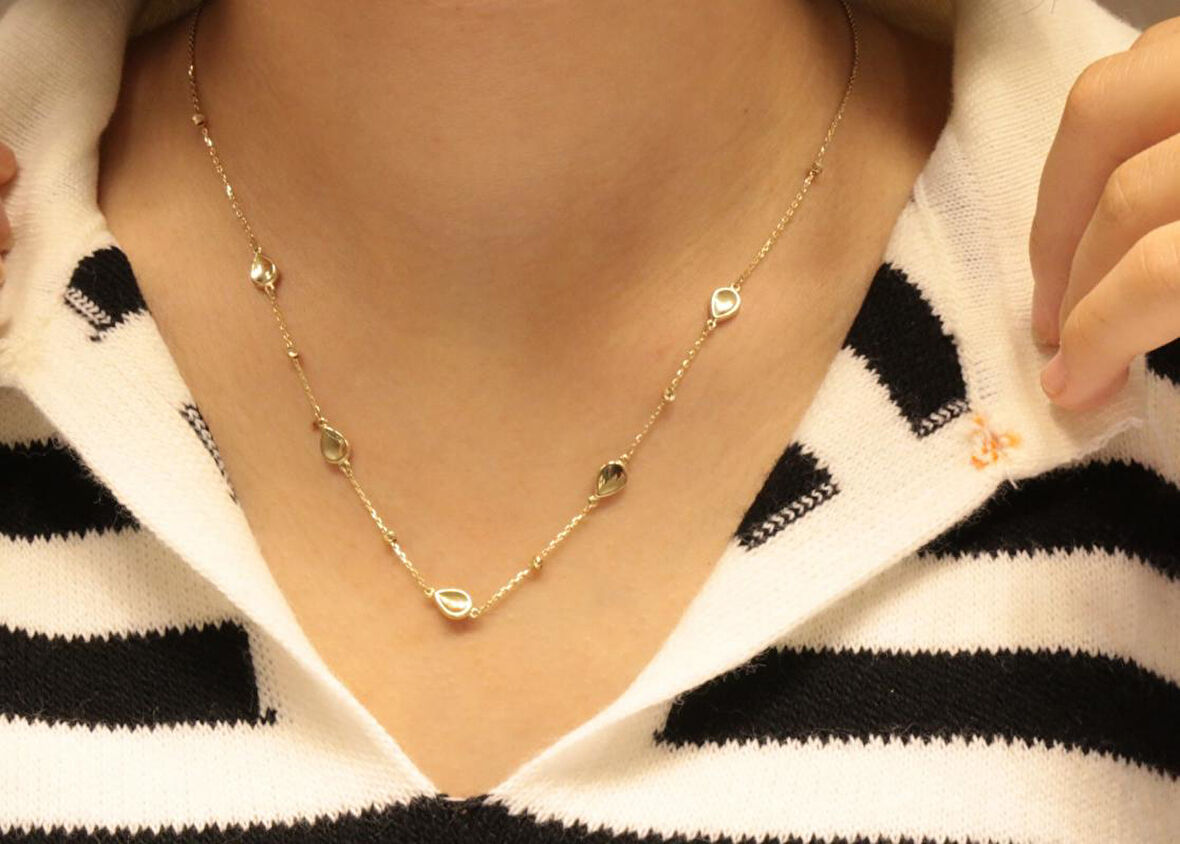 14 Ayar Altın Damla Model Zincir 26034