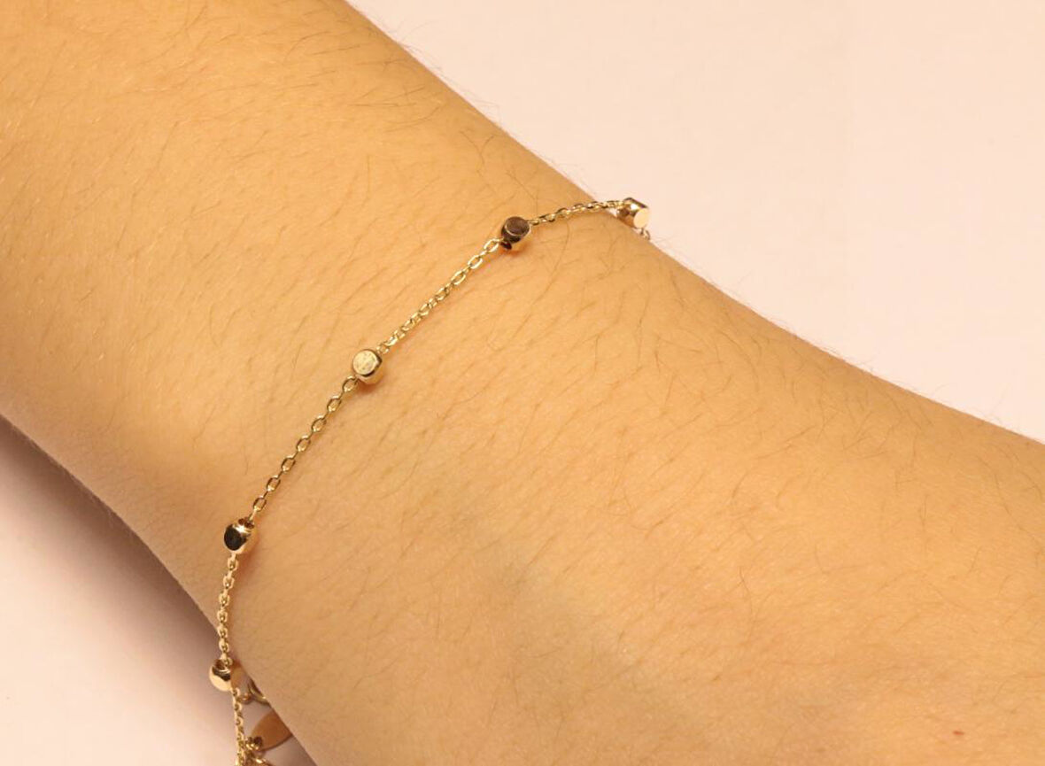 14 Ayar Altın Küp Model Bileklik 233090