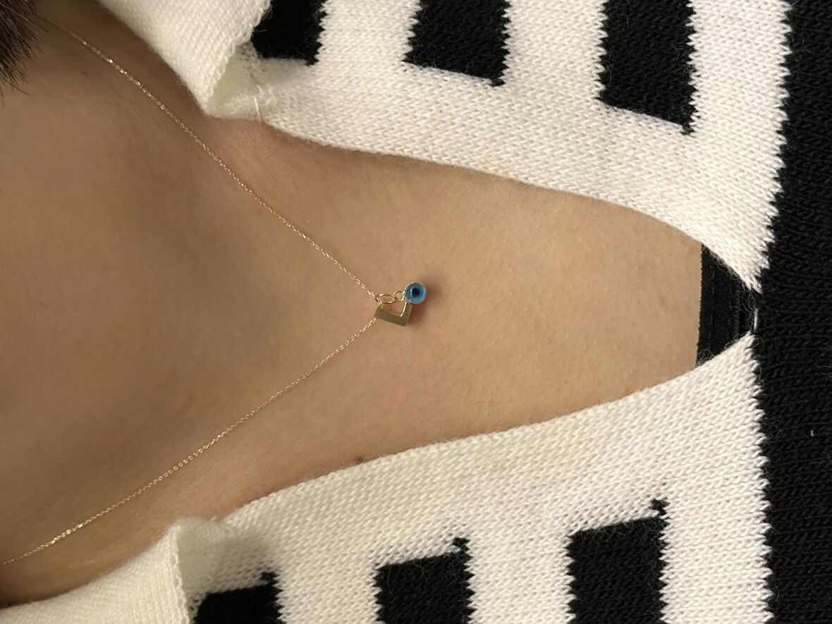 Altın Nazar Boncuklu L Harfli Zincir