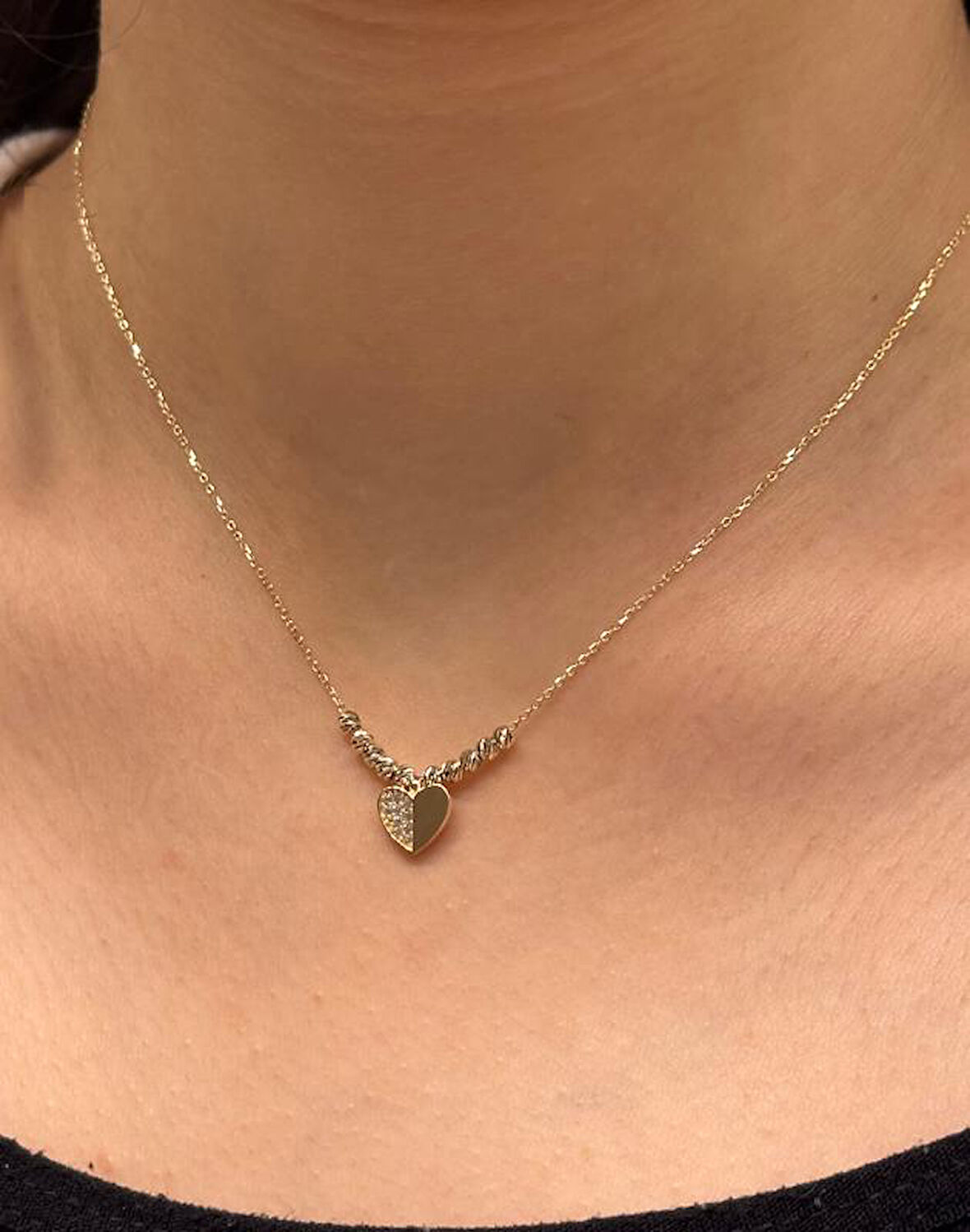 Altın Kalp Kolye Ucu ve Zinciri