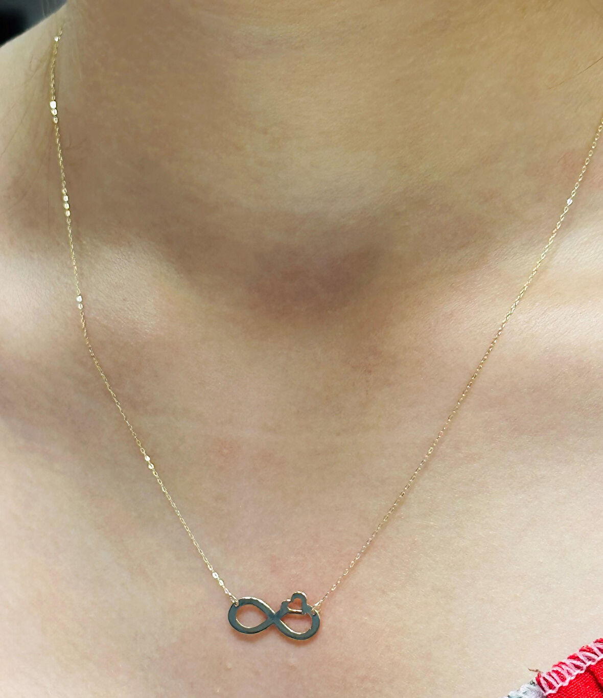 14 Ayar Altın Sonsuzluk Kolye Uçlu Zincir 2827