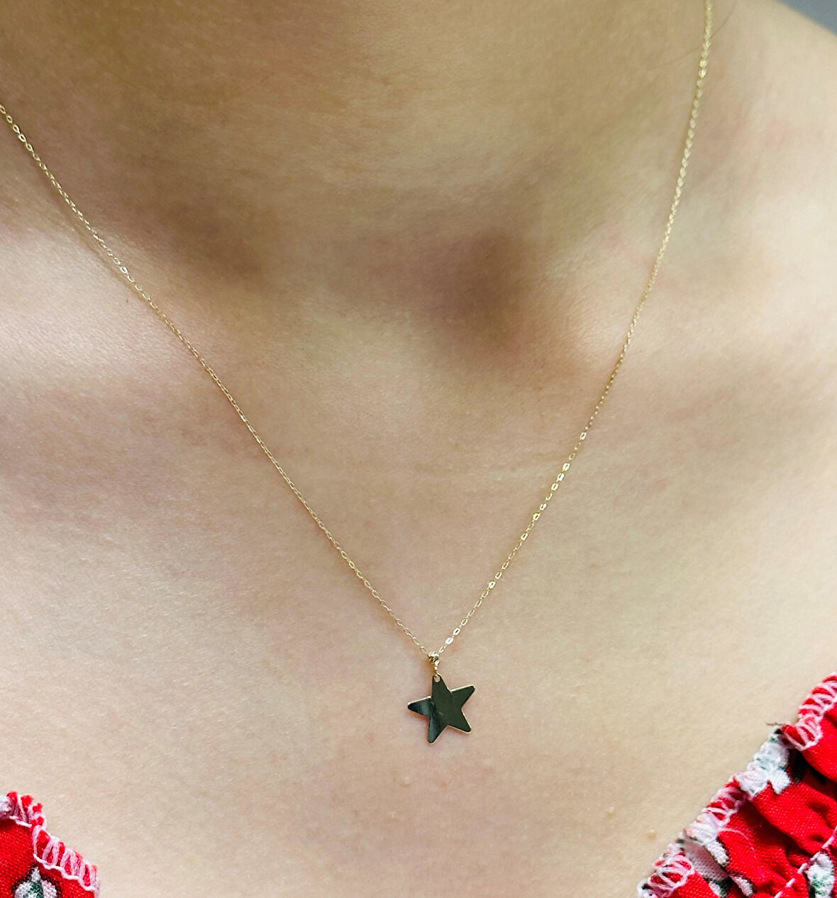 14 Ayar Altın Yıldız Kolye Uçlu Zincir 2829