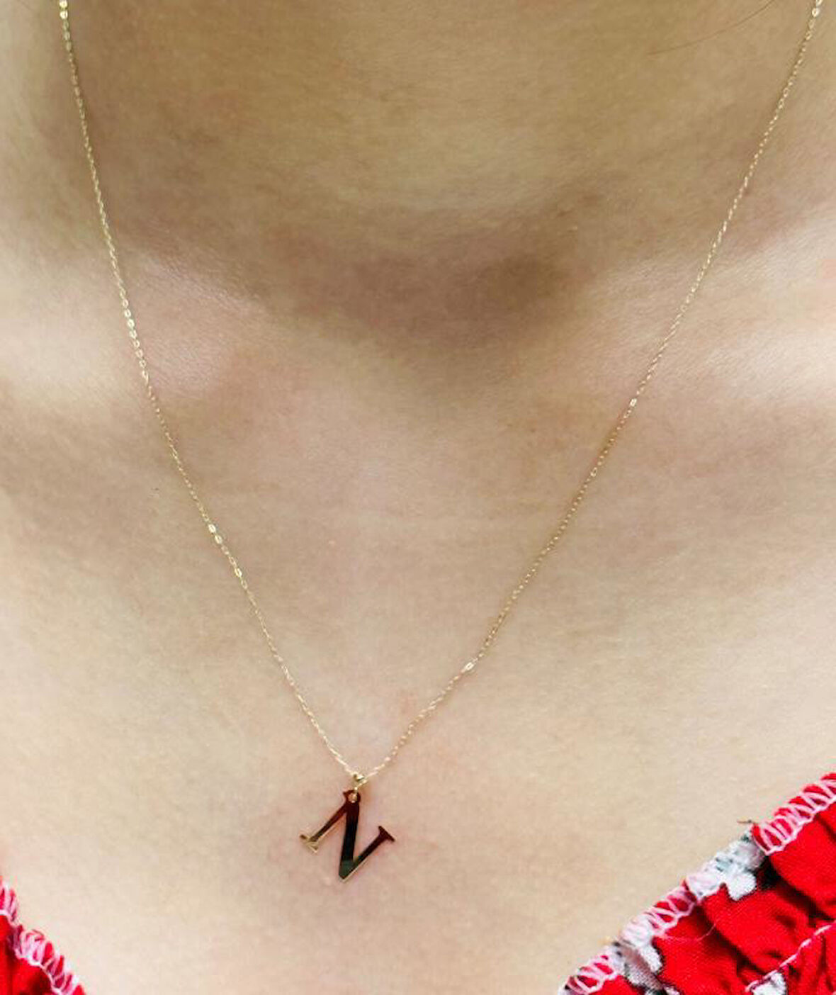 14 Ayar Altın N Harfli Zincir