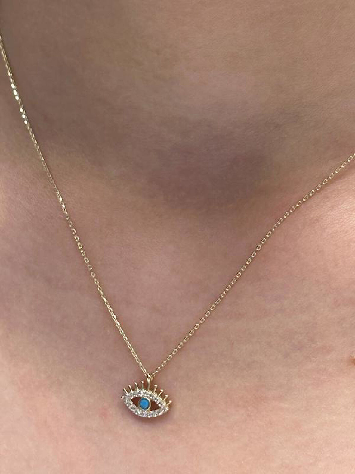 14 Ayar Altın Kirpik  Kolye Ucu ve Zinciri 28190