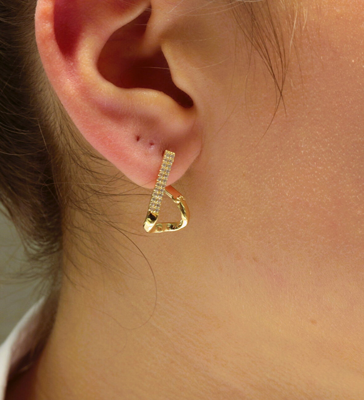  Altın Taşlı Geometrik Küpe 35149