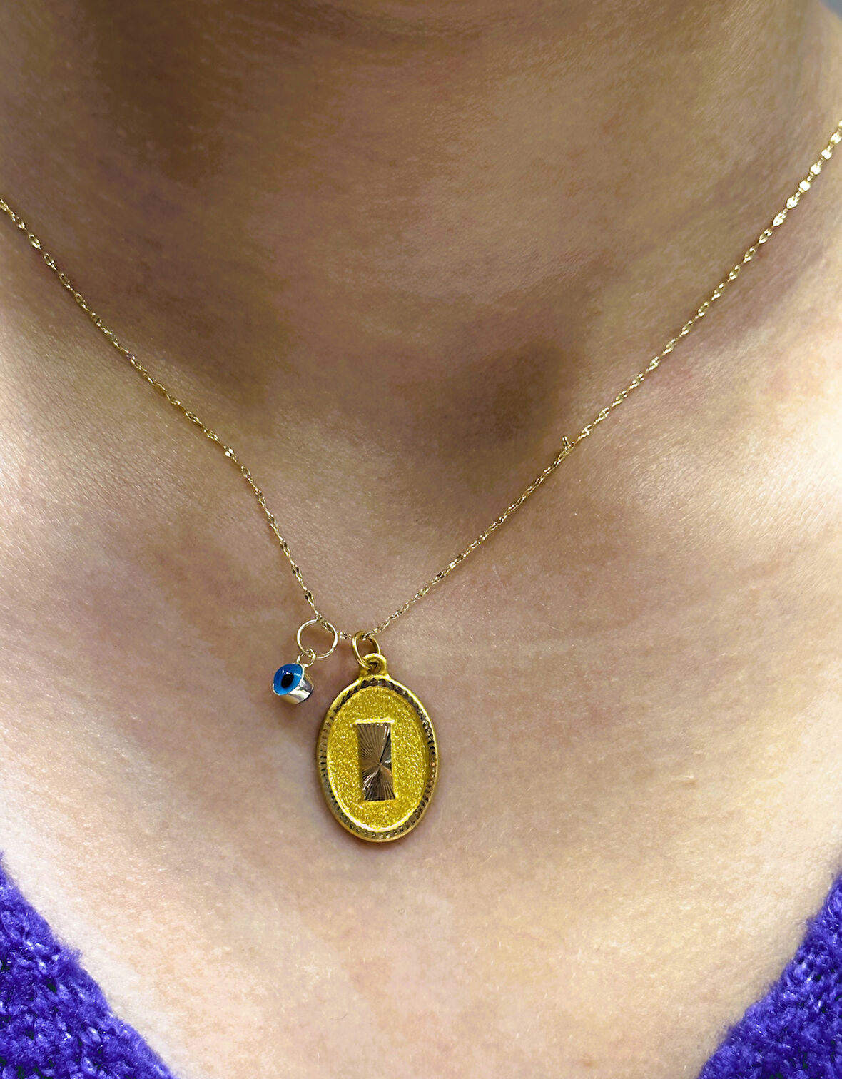  Altın Nostaljik I Harfli Aynalı Zincir