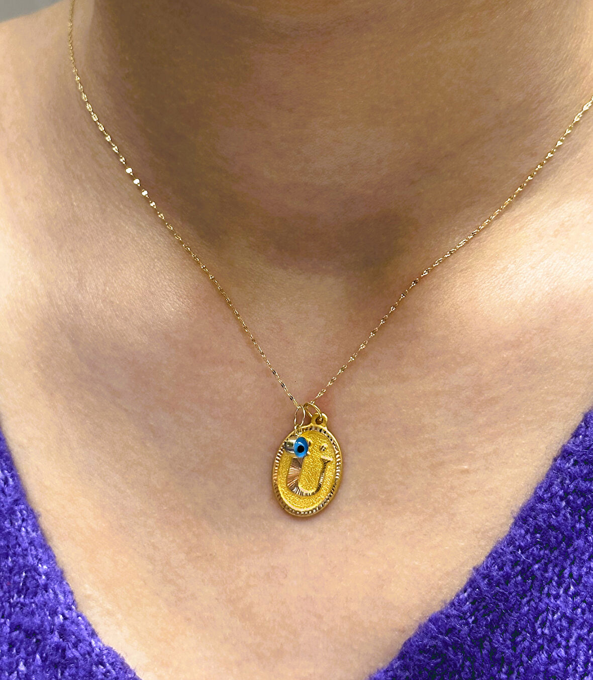  Altın Nostaljik Ü Harfli Aynalı Zincirli Kolye