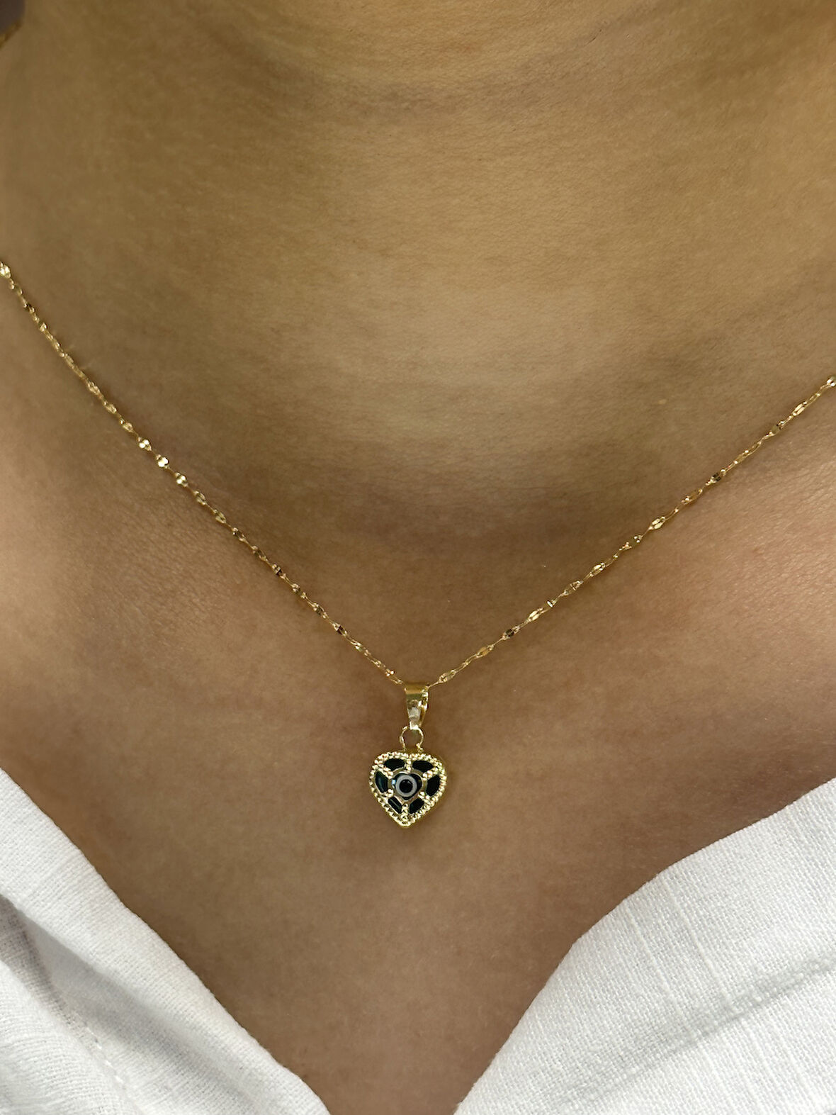  14 Ayar Altın Nazar Boncuklu Aynalı Zincir 28202