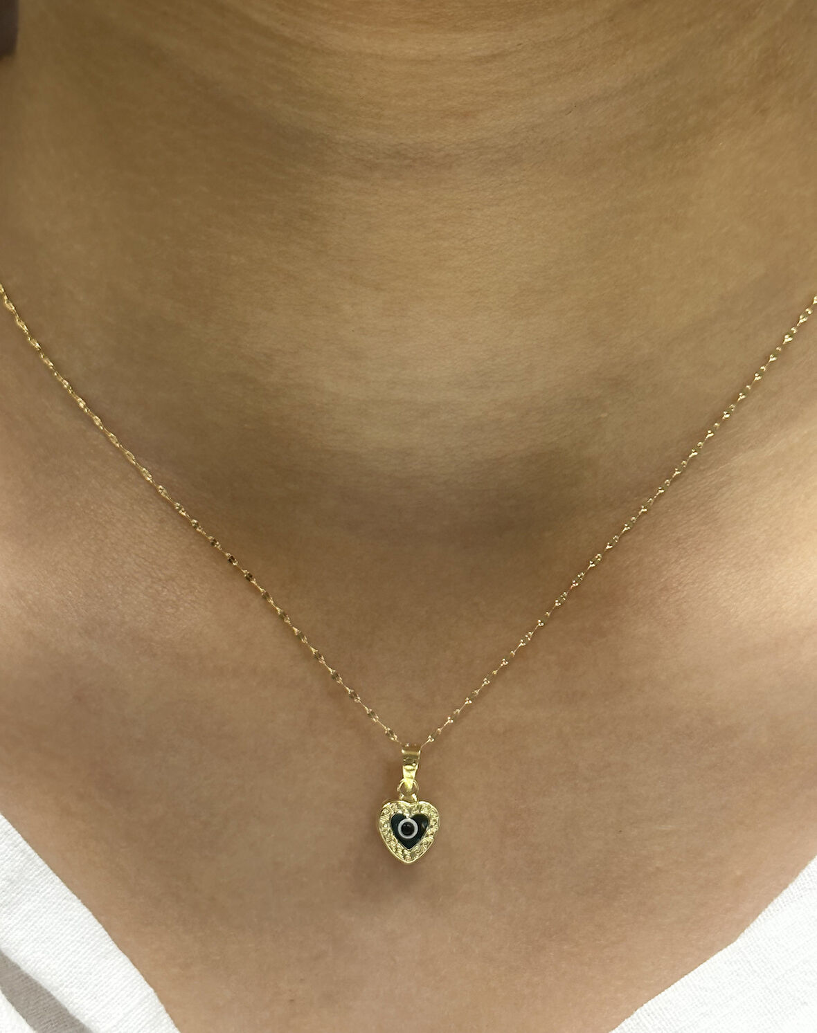  14 Ayar Altın Nazar Boncuklu Aynalı Zincir