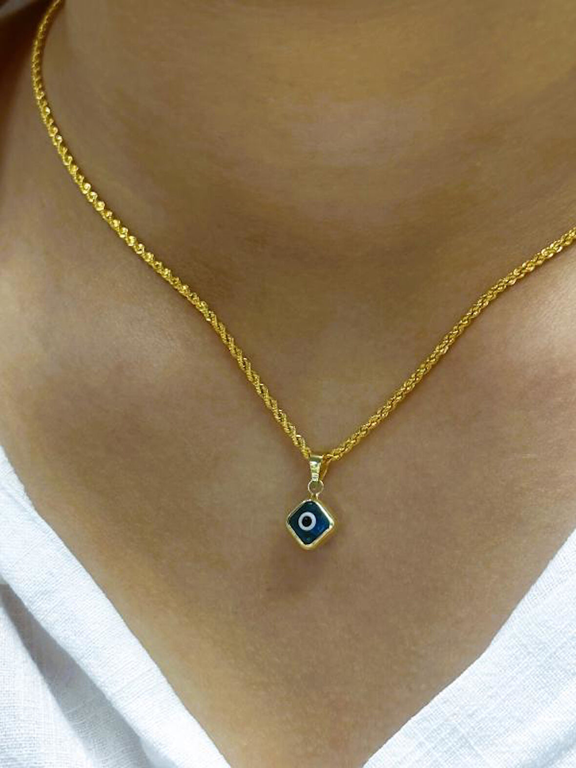  Altın Nazar Boncuklu Halat Zincir