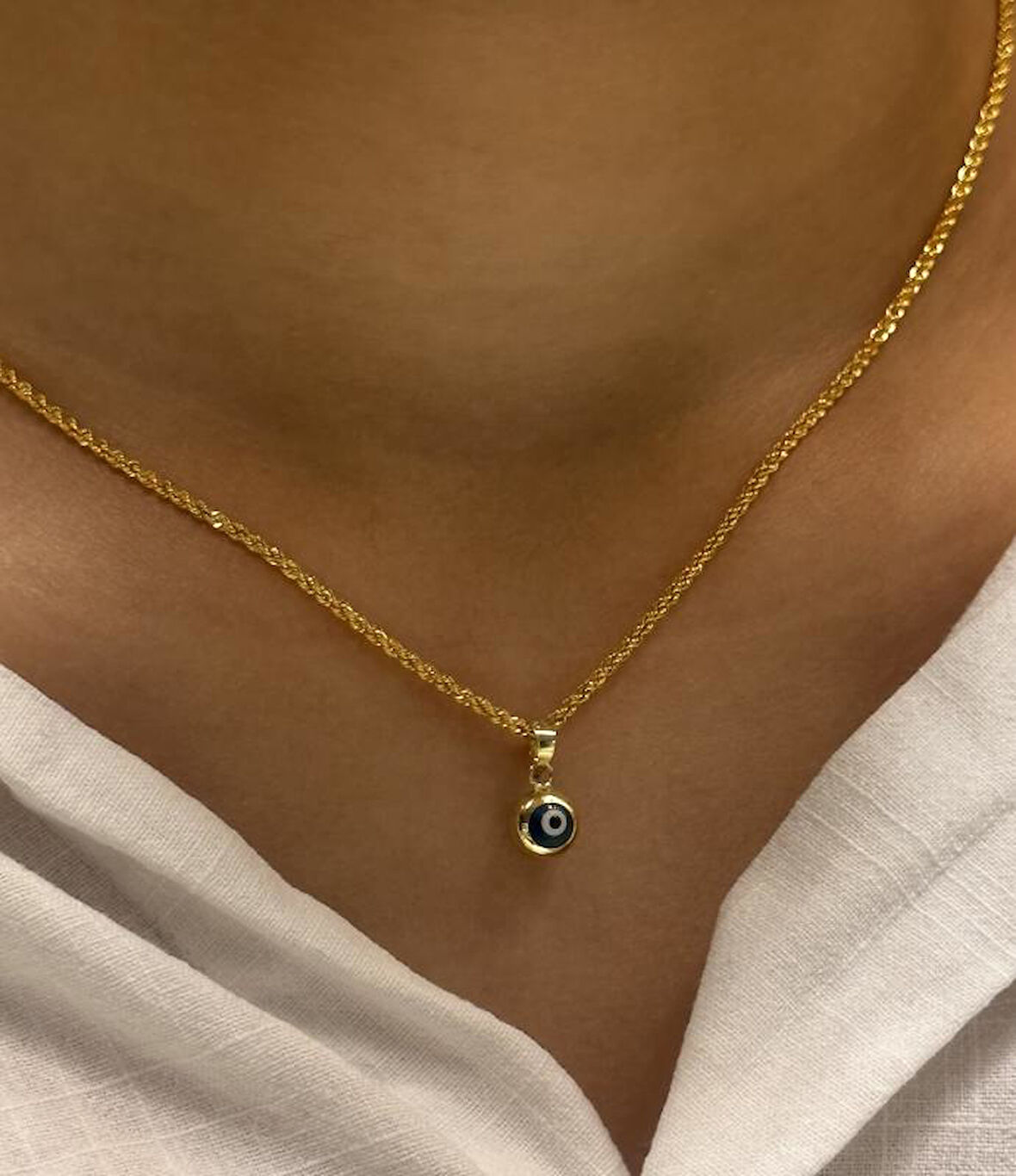  14 Ayar Nazar Boncuklu Halat Zincir