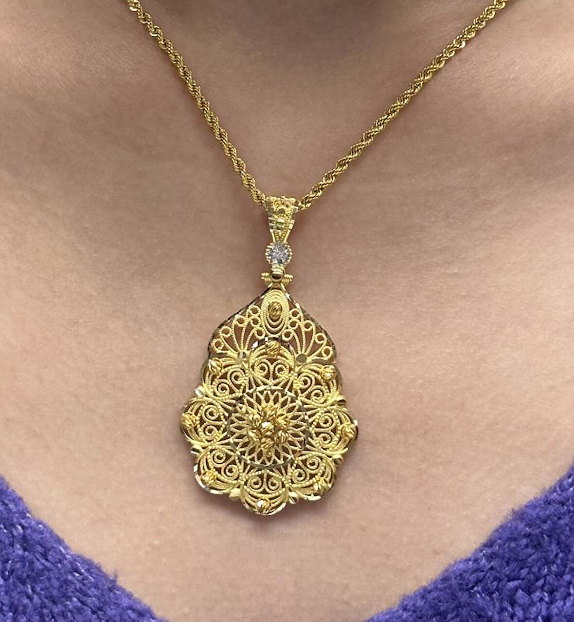 Altın Dorika Toplu Kolye Ucu 37006-2