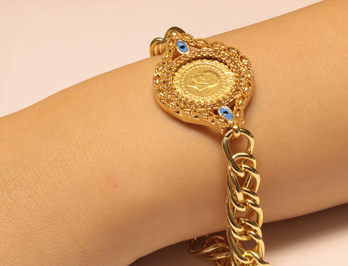  22 Ayar Çeyrek Altınlı Kadın Bileklik CK56