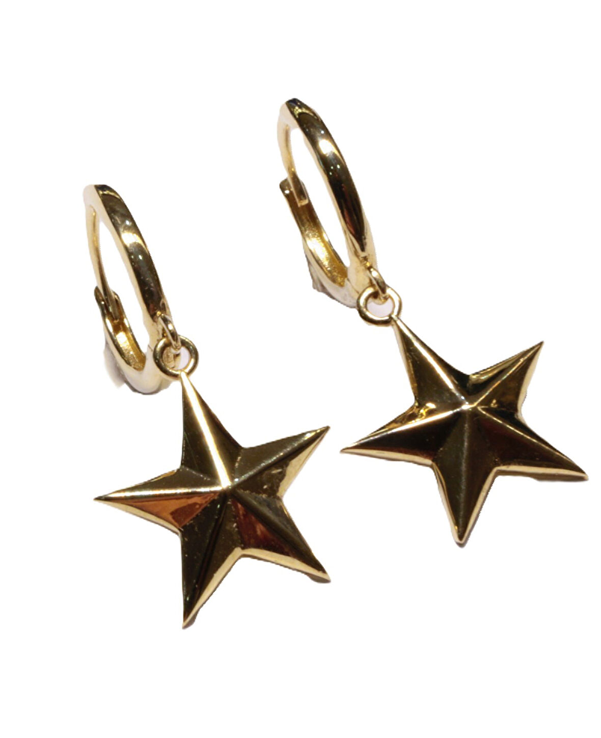  14 Ayar Altın Taşsız Yıldız Model Halka Küpe 25146