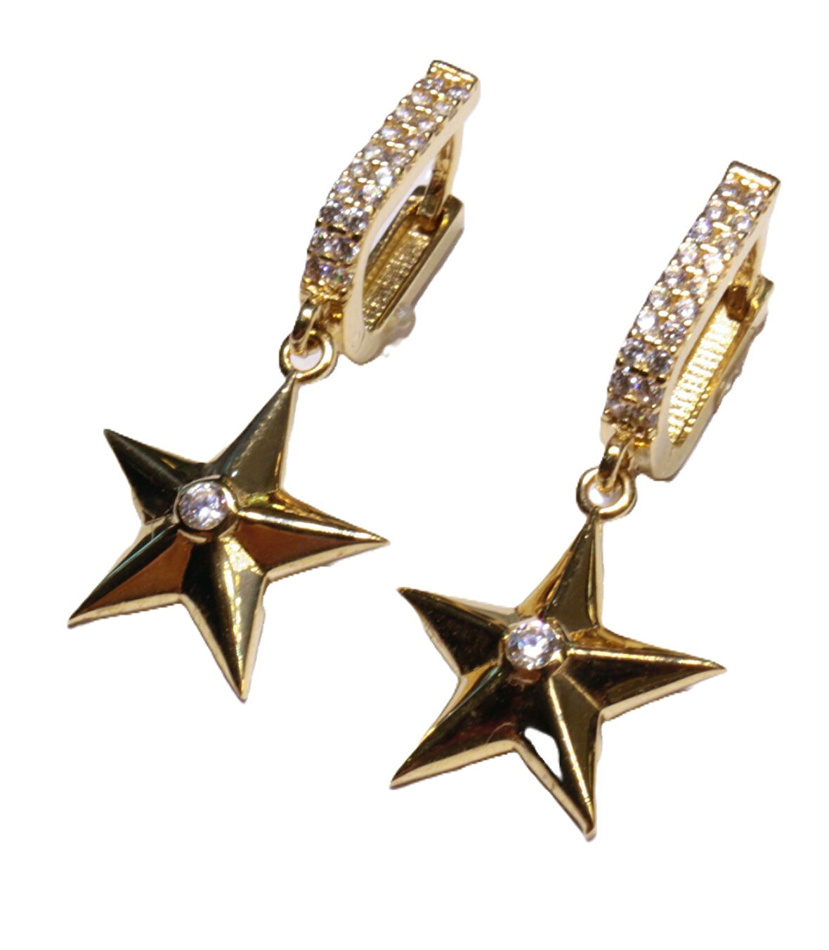  14 Ayar Altın Taşlı Yıldız Model Halka Küpe 25149