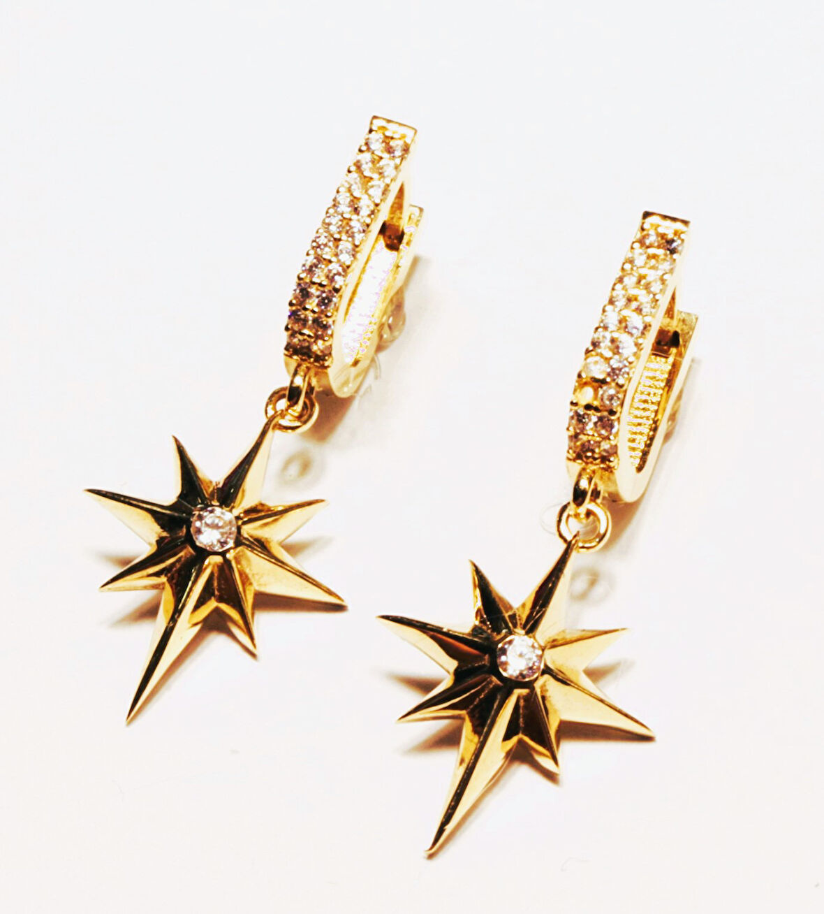  14 Ayar Altın Kutup Yıldızı Model Halka Küpe 25152