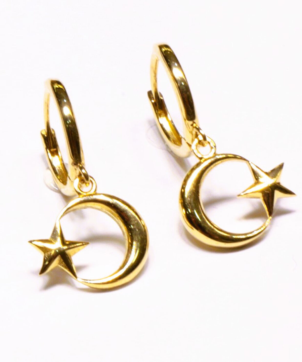  14 Ayar Altın Ay Yıldız Model Halka Küpe 25157