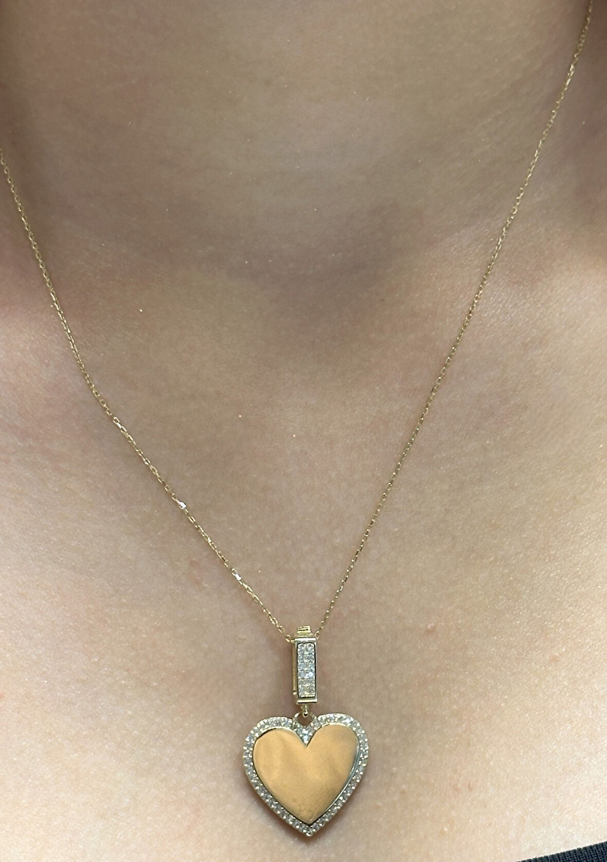  14 Ayar Altın Kalp Kolye Uçlu Zincir 28242