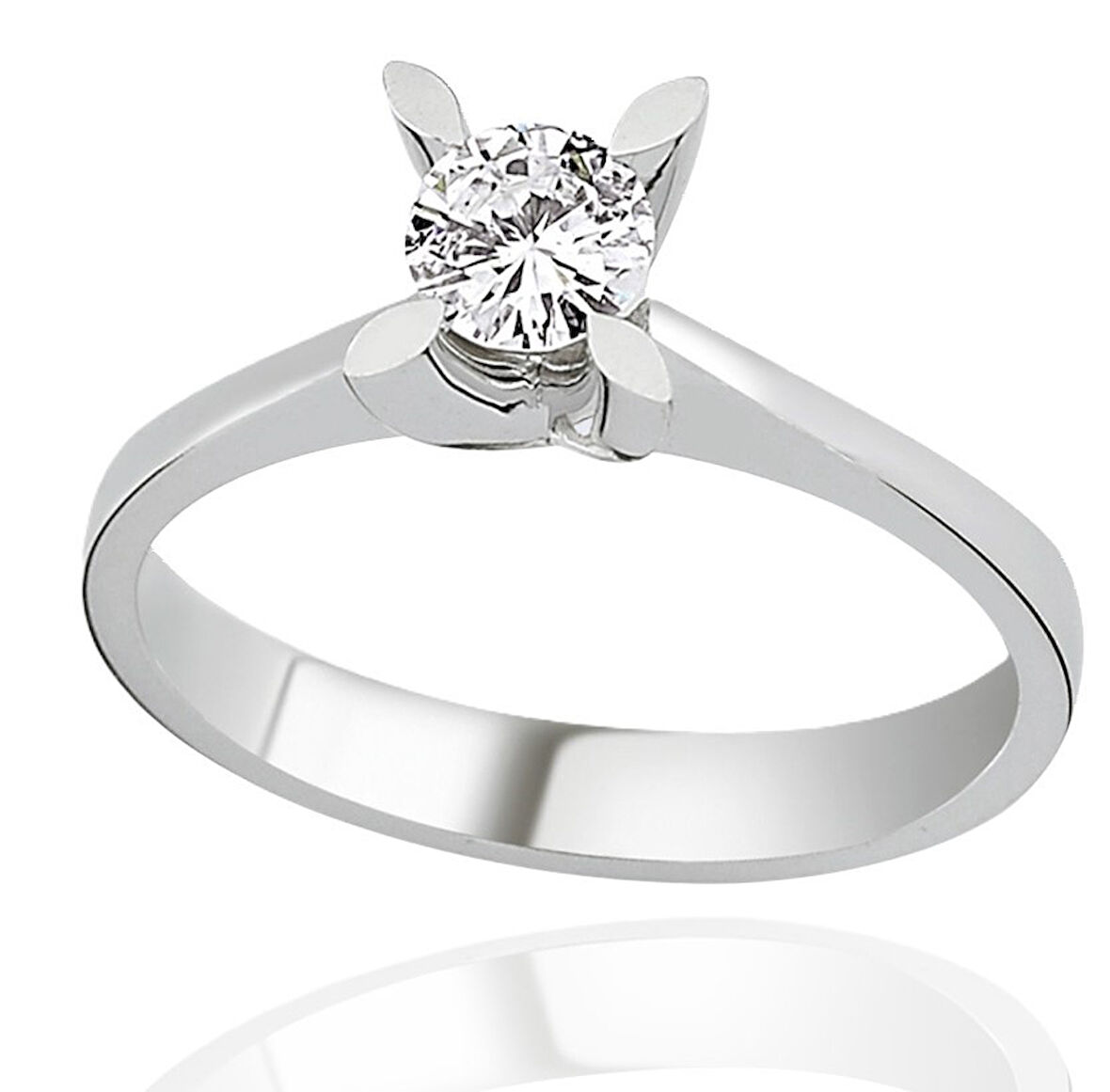  14 Ayar Beyaz Altın Tek Taş Yüzük 24109