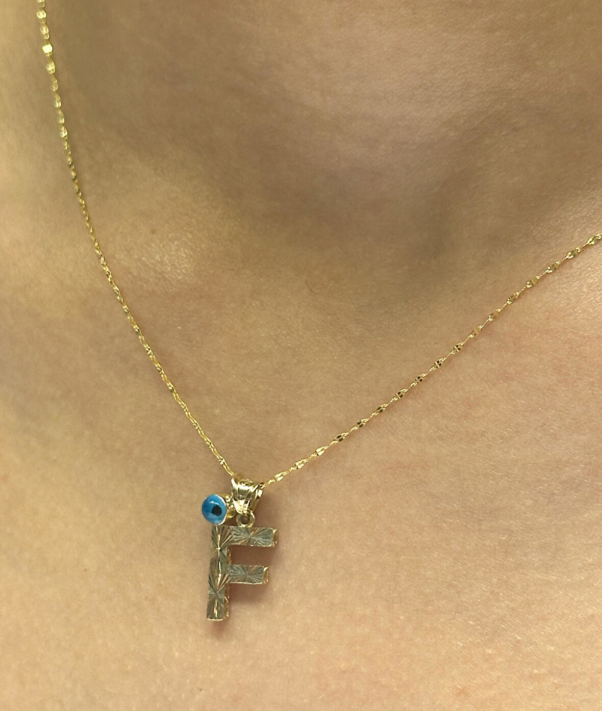 Altın F Harfli Aynalı Zincir