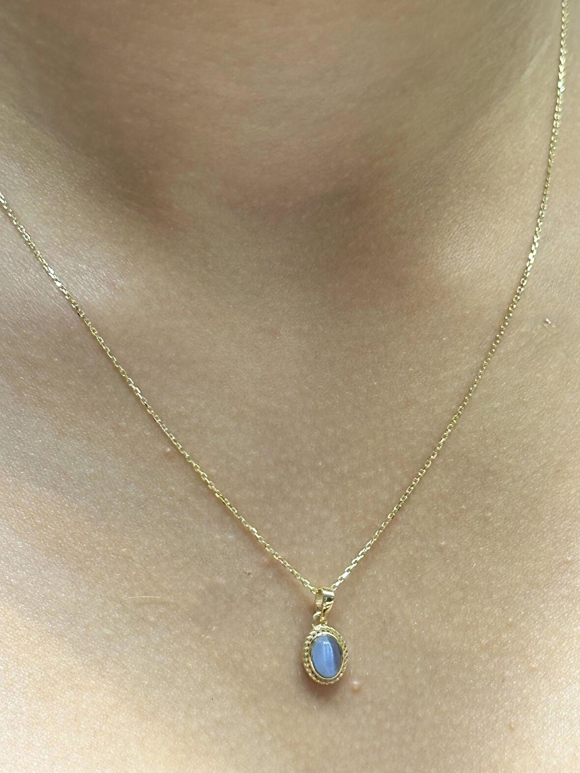  Altın Doğal Taş Kolye Uçlu Zincir 39054