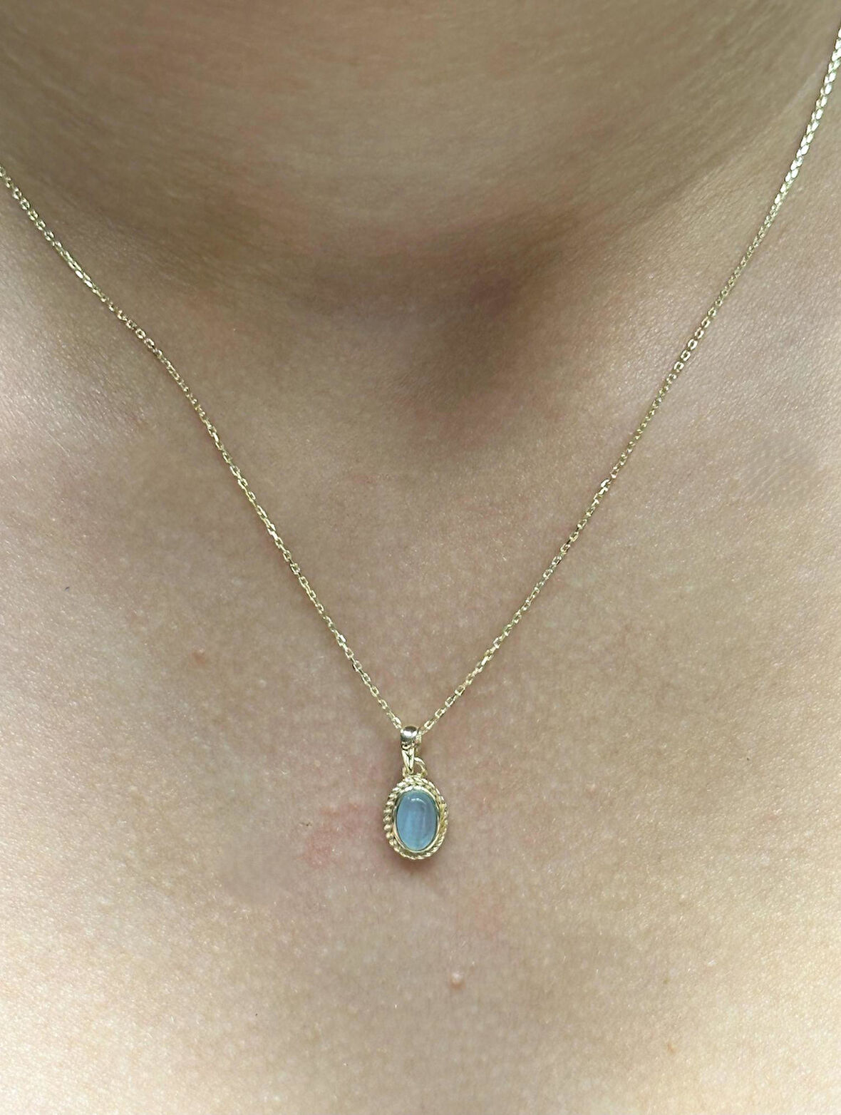  Altın Doğal Taş Kolye Uçlu Zincir 39056