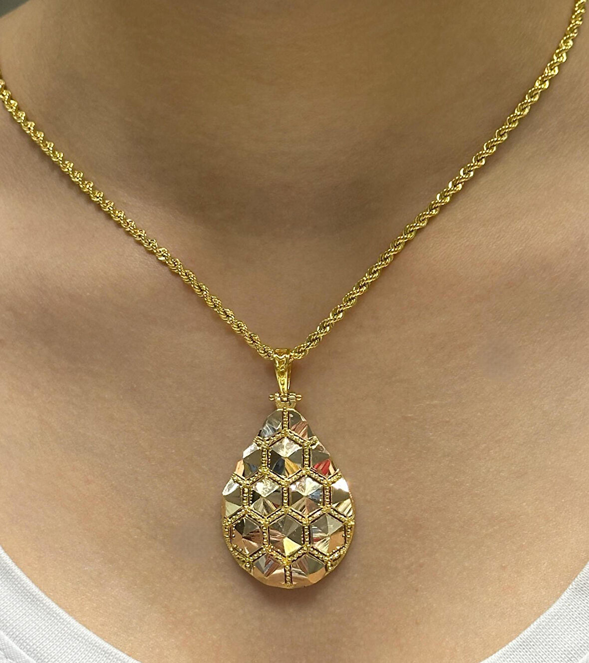 14 Ayar Altın Halat Zincirli Taşsız Kolye Ucu 2722