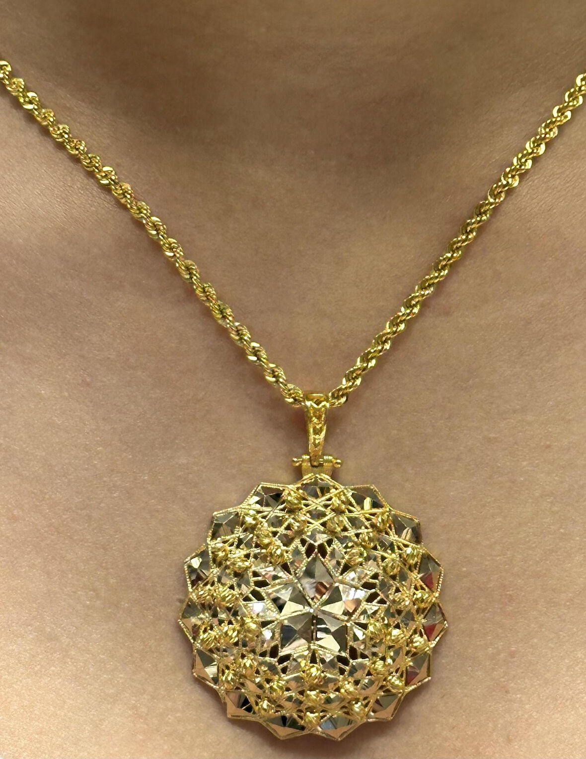  14 Ayar Altın Dorika Toplu Kolye Uclu Halat Zincir 2730