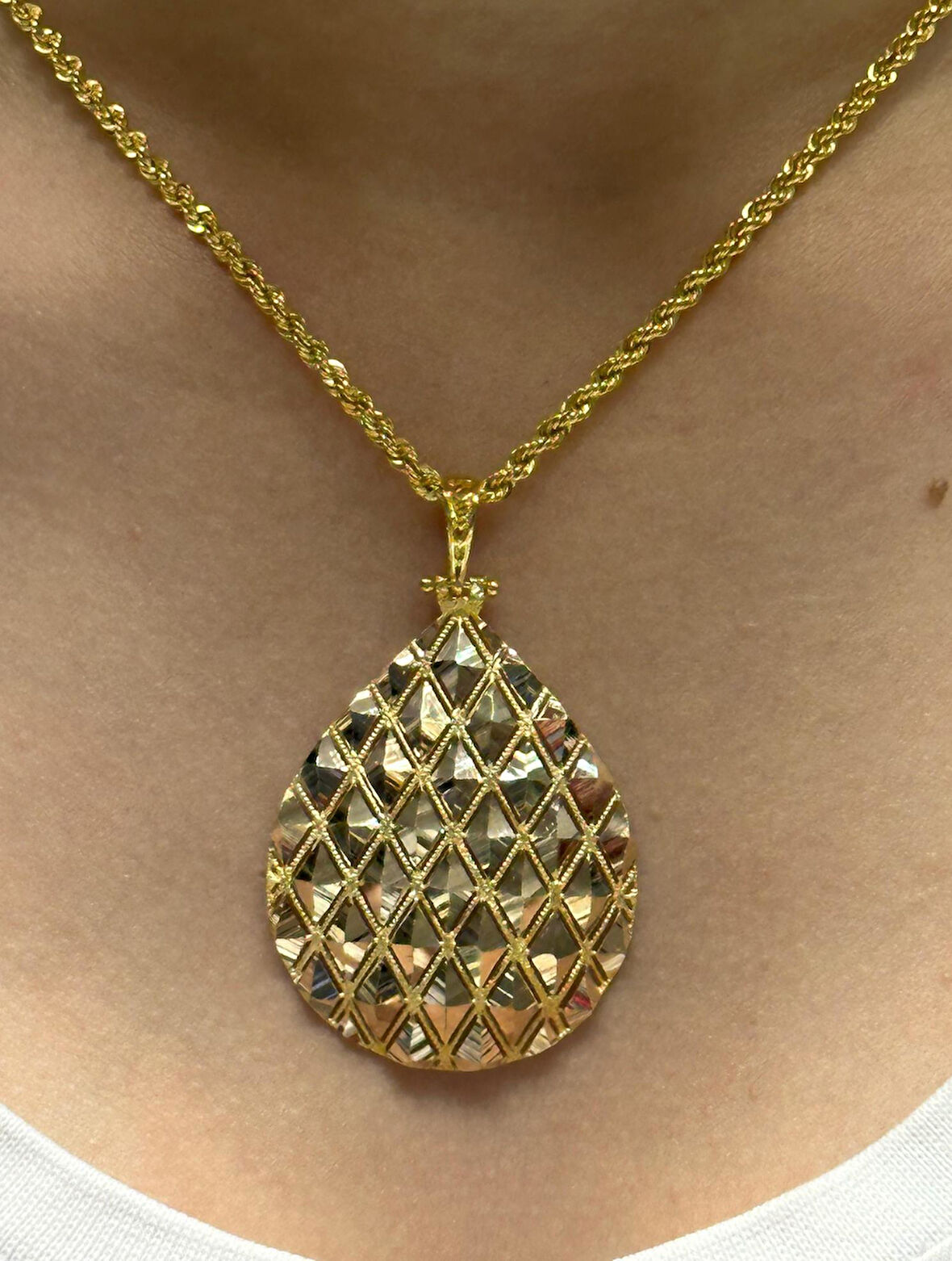 Altın Baklava Model Kolye Ucu 2720-8