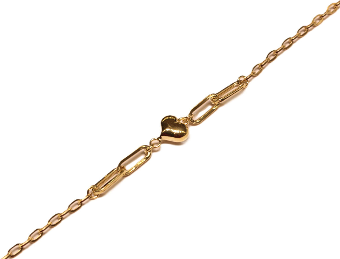  14 Ayar Altın Kalpli Ataç Bileklik