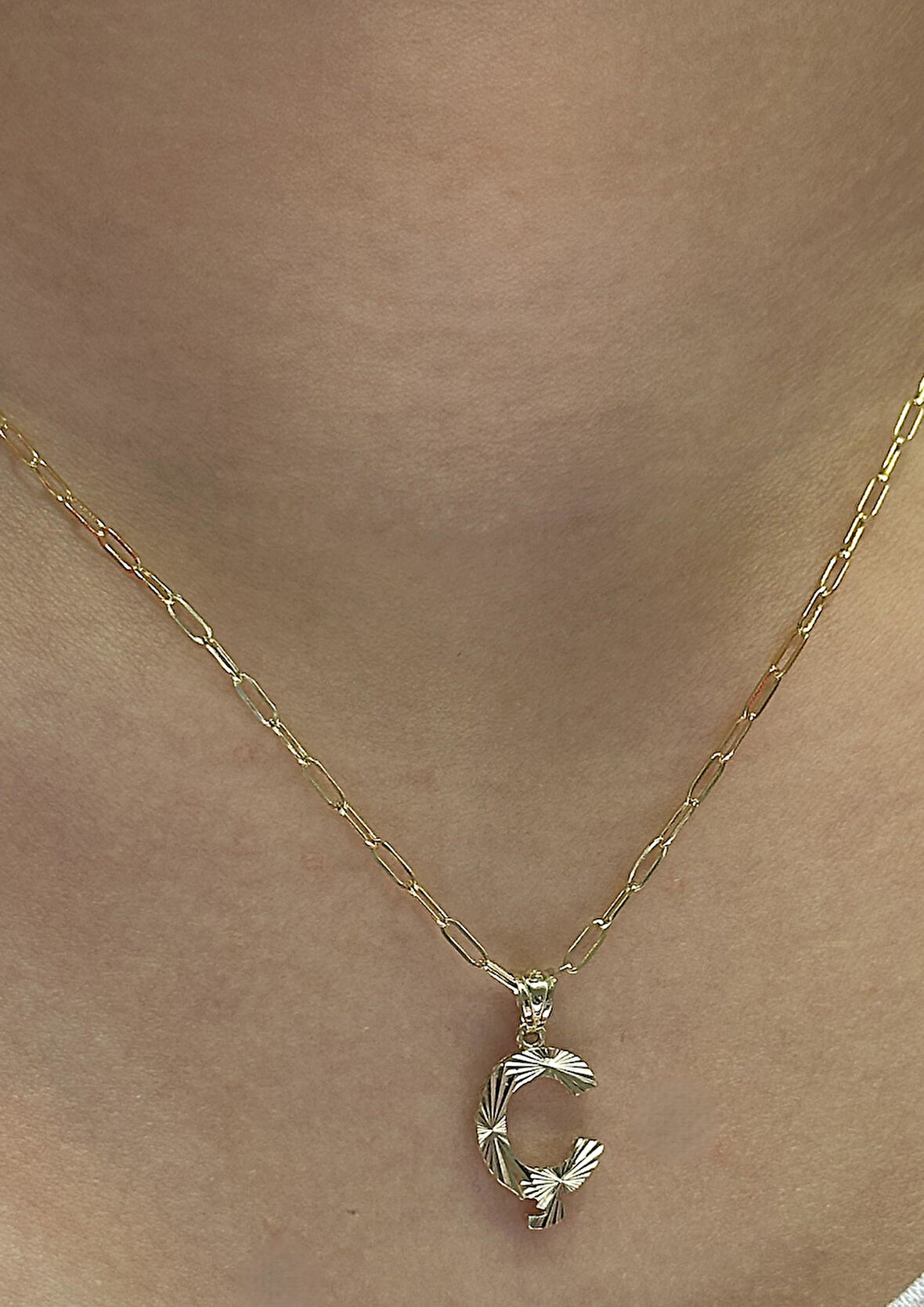 Altın 3 Boyutlu Ç Harfli Ataç Zincir