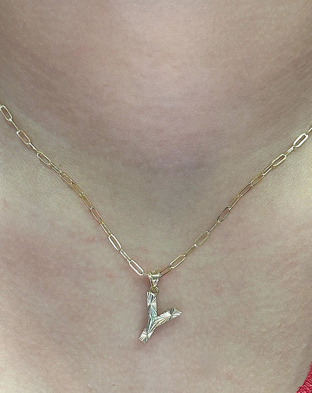  Altın 3 Boyutlu Y Harfli Ataç Zincir