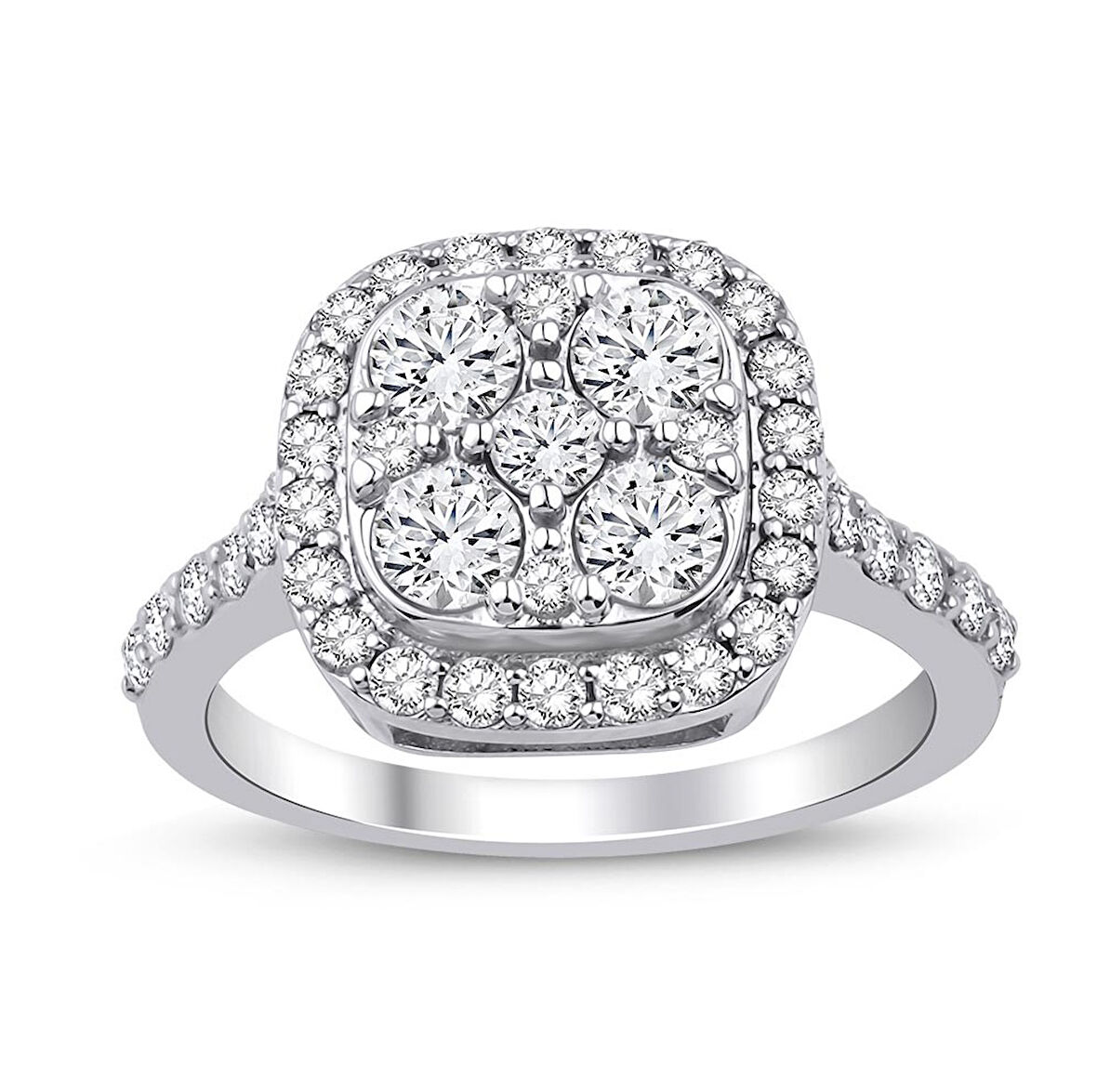  Beyaz Altın Coronet Taşlı Yüzük